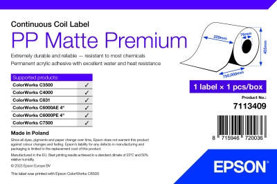 Epson PP Matte Label Premium, Kolut, 220 mm x 750 m