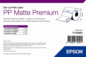 Epson PP Matte Label Premium, izsekana rola, 76 mm x 127 mm, 960 nalepk