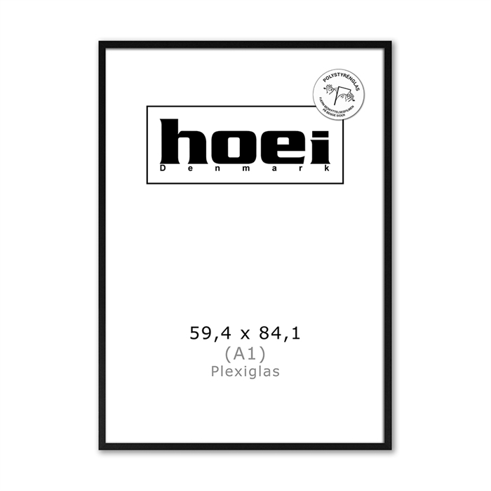 Črni leseni okvir za fotografije in plakate 59,4 x 84,1 - A1 PLEXI cm