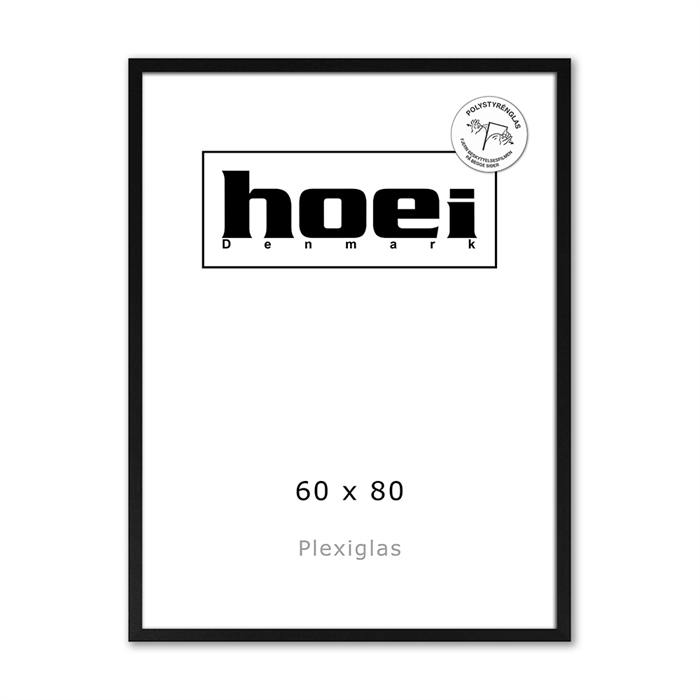 Sort leseni okvir za fotografije in plakate 60 x 80 PLEXI cm