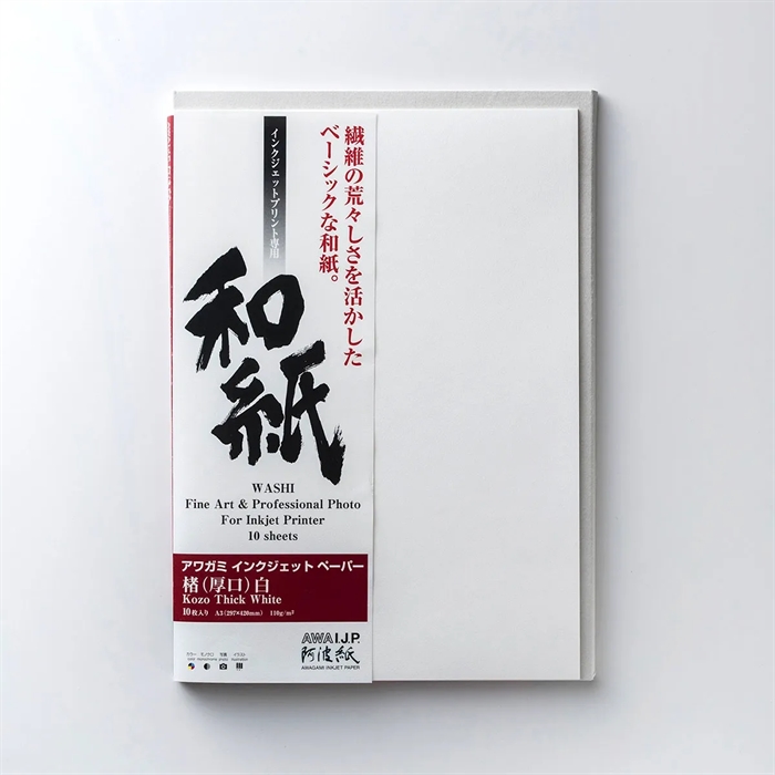 Awagami Kozo Thick White - 110 g/m², A2 10 listov
