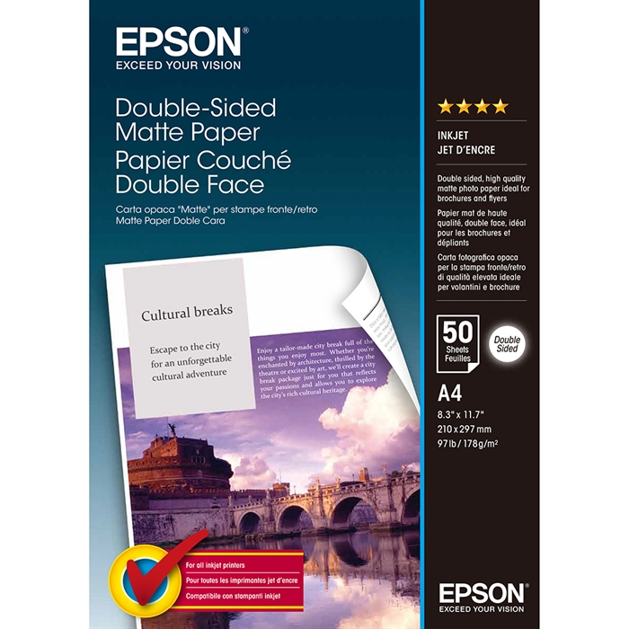 Epson Dvostranski Mat Papir - A4 - 50 listov